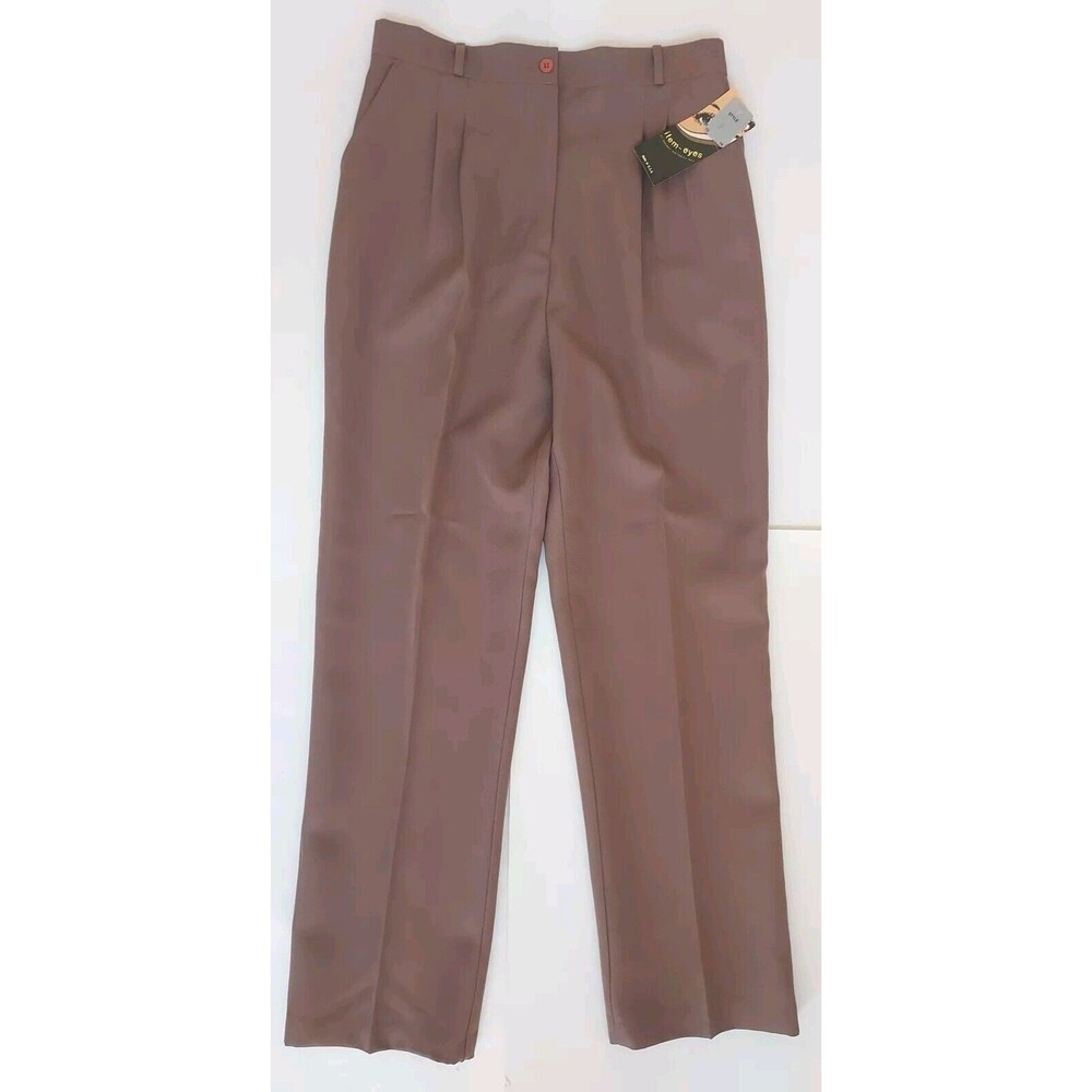 NWT Vintage Item Eyes Brown Hi Waist Pleated Straight Leg Dress Pants Size 13/14